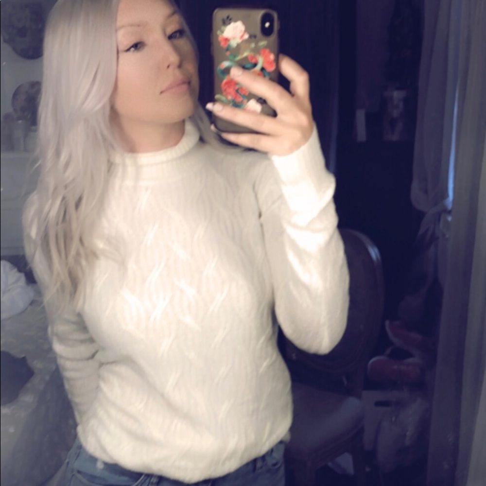 Saks Fifth Avenue soft white sweater